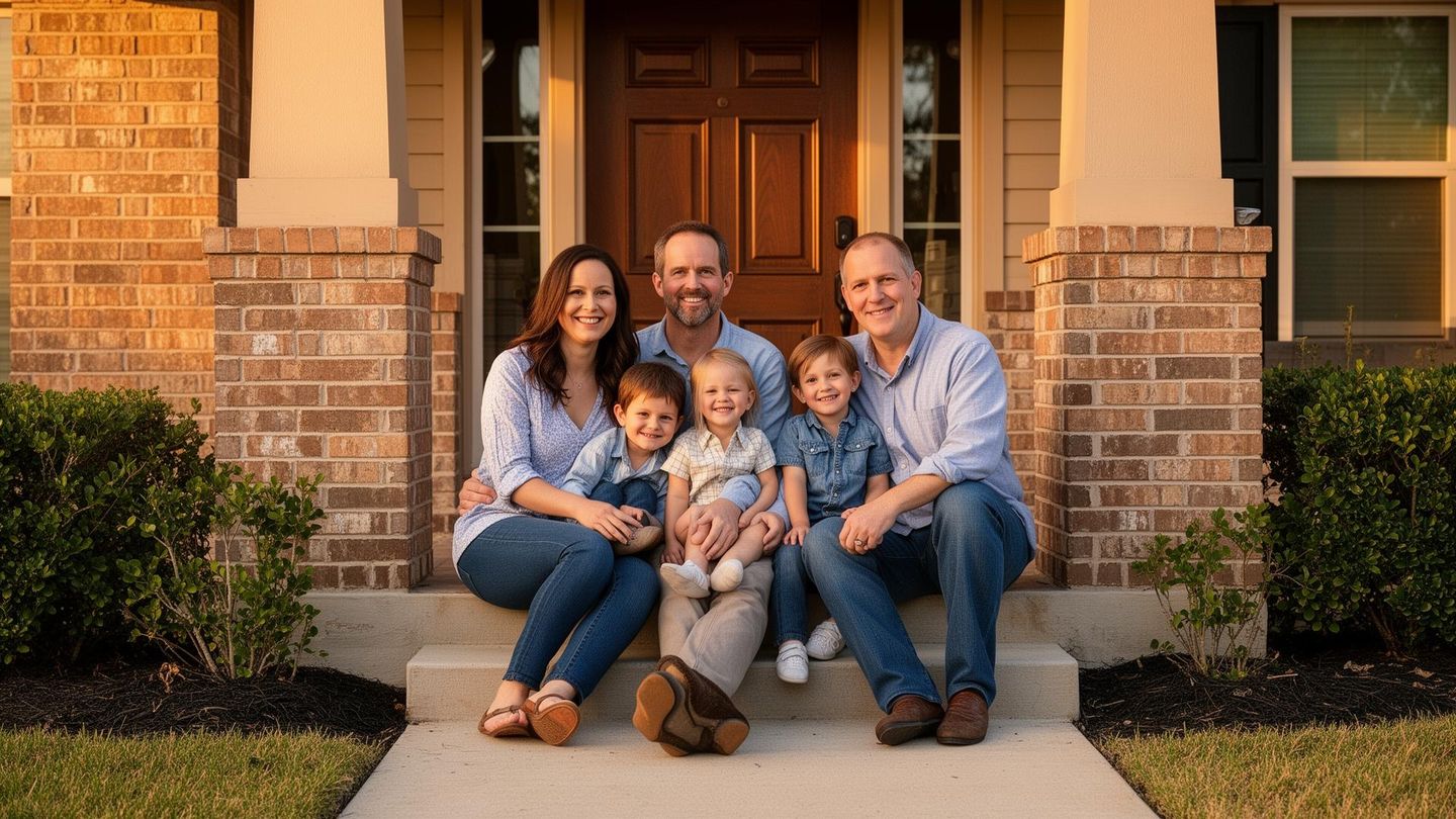 Family in front of their home